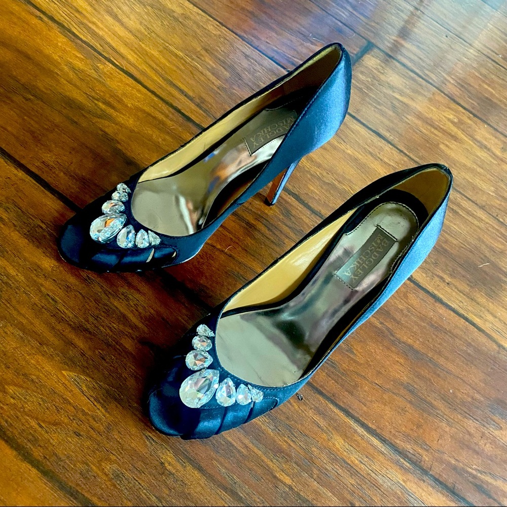 Badgley Mischka Black Diamond Gem Pumps Heels 8.5